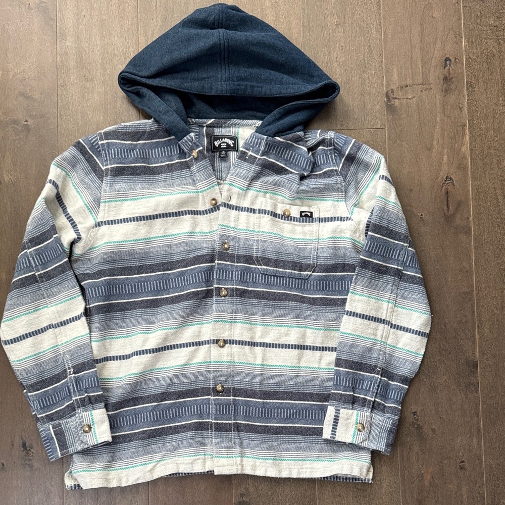Billabong Blue and Gray Striped Shirt